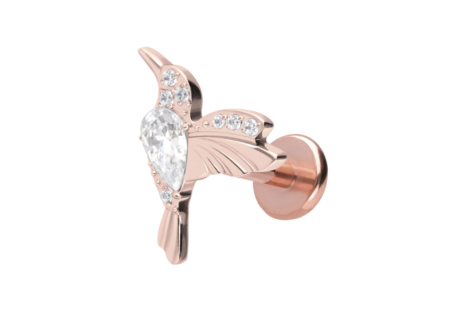 Titan Labret Piercing mit Push Fit KOLIBRI